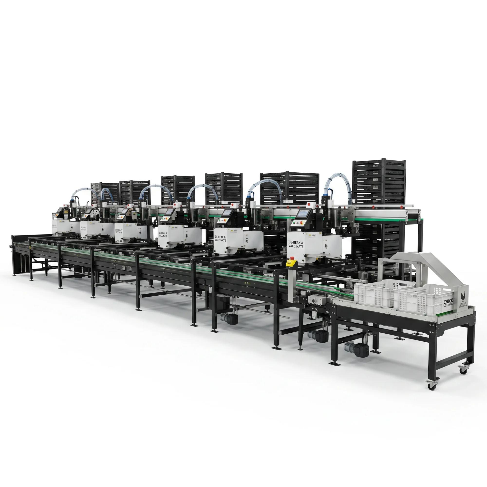 Conveying and Stacking Line for Day-Old Chick Infrared Beak Trimming & Vaccination System